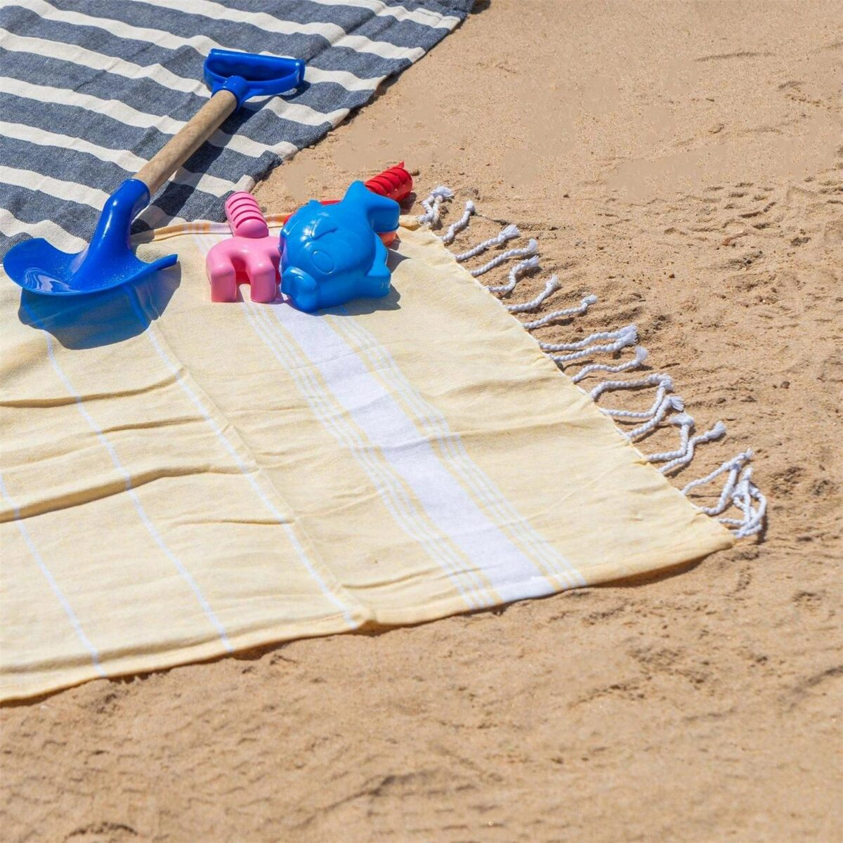 Turkish Cotton Children's Towel Lightweight Beach Peshtemal 100 x 60cm Yellow - Image 6