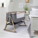 Tutti Bambini CoZee Air Bedside Rocking Crib, Oak and Charcoal
