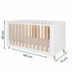 Tutti Bambini Fika Cot Bed with Sprung Mattress, White and Light Oak - Image 2