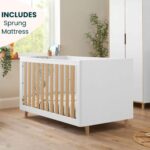 Tutti Bambini Fika Cot Bed with Sprung Mattress, White and Light Oak