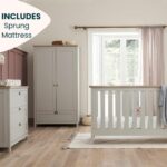 Tutti Bambini Verona 4 Piece Nursery Furniture Set, Grey and Oak