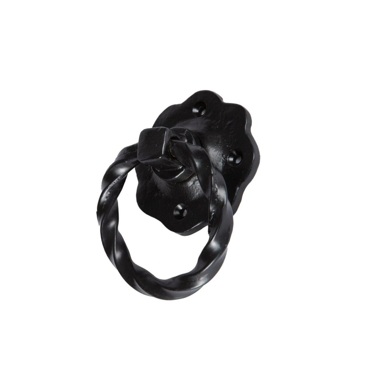 Twisted Rose Gate Handle Cast Iron Vintage Cottage Garden Door W75mm Black - Image 1