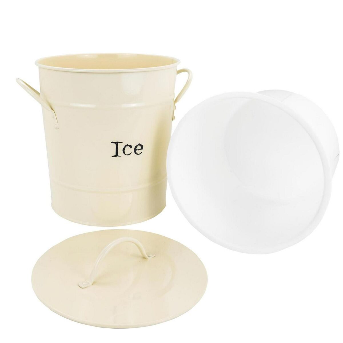 Vintage Metal Ice Bucket with Scoop Double-Walled Champagne Bar Chiller Cream - Image 4