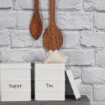 Vintage Metal Kitchen Sugar Canister Home Storage Organisation Jar 12cm White - Image 6