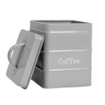 Vintage Metal Kitchen Coffee Canister Home Storage Organisation Jar 12cm Grey - Image 4