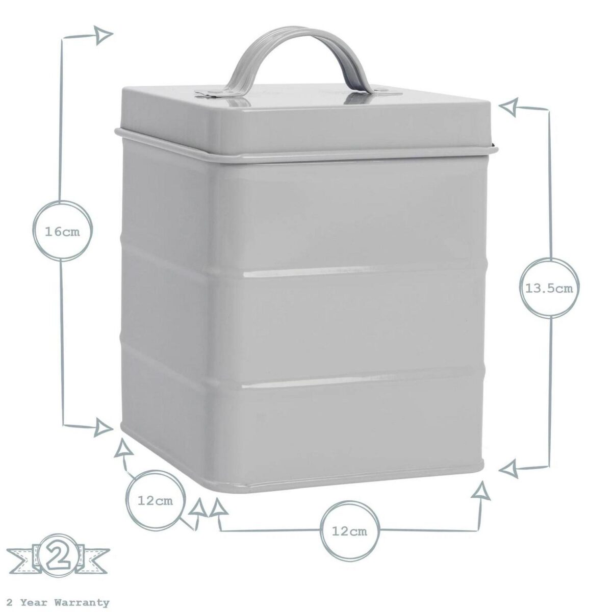 Vintage Metal Kitchen Coffee Canister Home Storage Organisation Jar 12cm Grey - Image 3