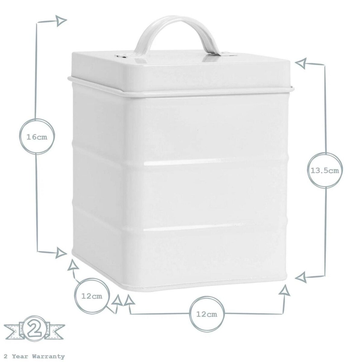 Vintage Metal Kitchen Sugar Canister Home Storage Organisation Jar 12cm White - Image 3