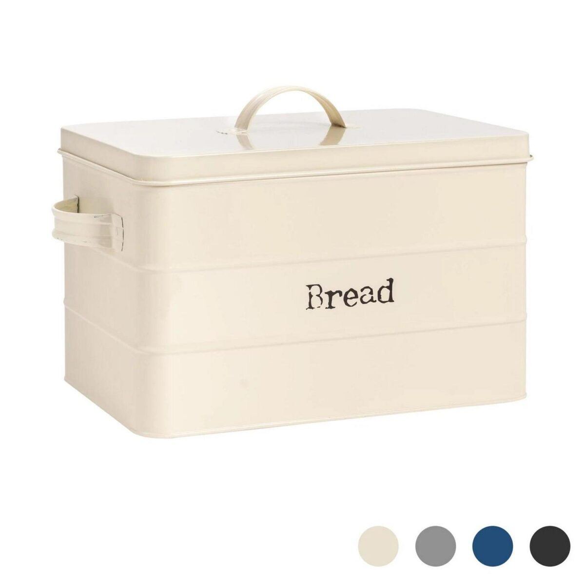 Vintage Metal Kitchen Bread Bin Vintage Steel Kitchen Storage Caddy 40cm Cream - Image 1
