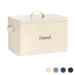 Vintage Metal Kitchen Bread Bin Vintage Steel Kitchen Storage Caddy 40cm Cream