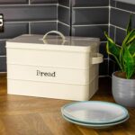Vintage Metal Kitchen Bread Bin Vintage Steel Kitchen Storage Caddy 40cm Cream - Image 7