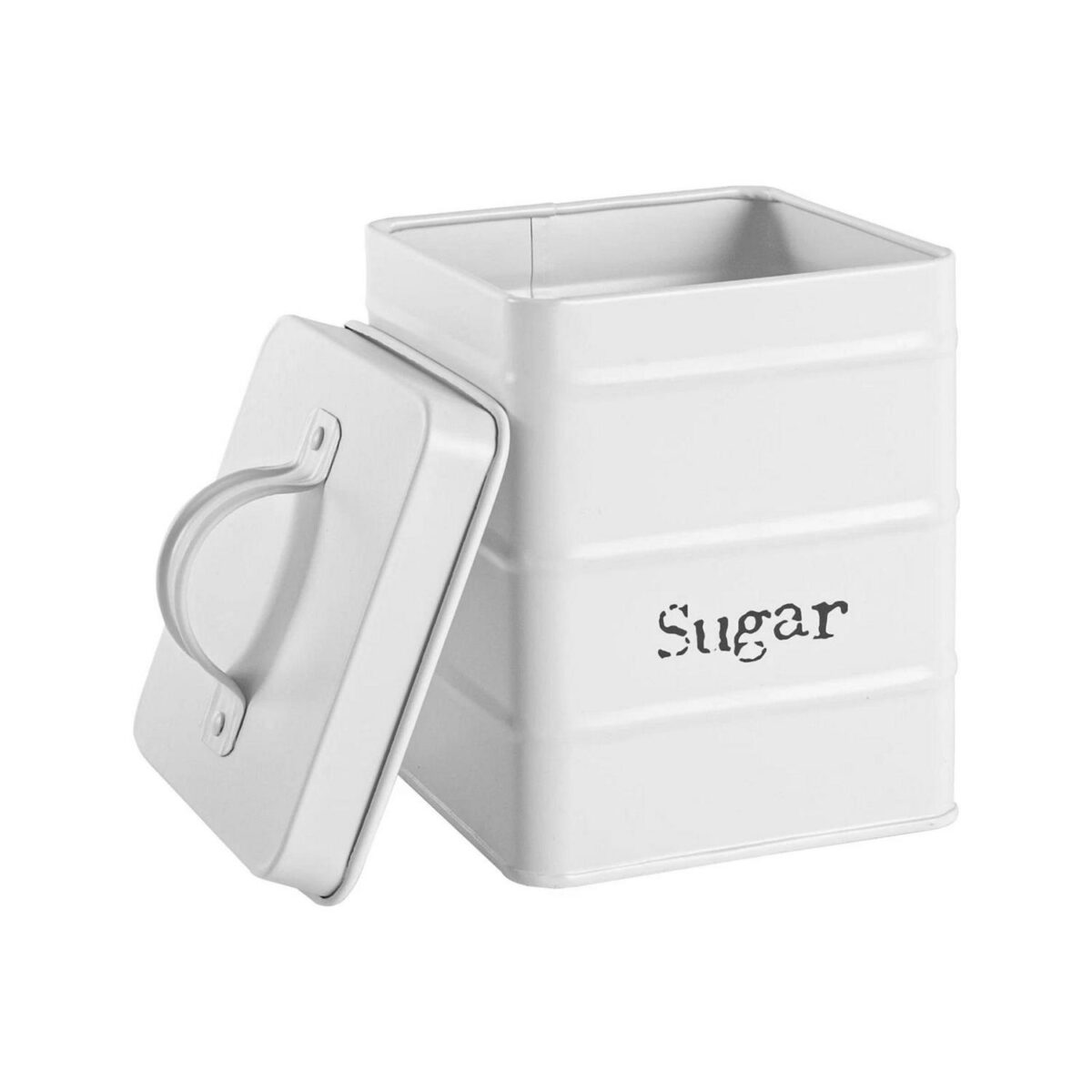 Vintage Metal Kitchen Sugar Canister Home Storage Organisation Jar 12cm White - Image 4