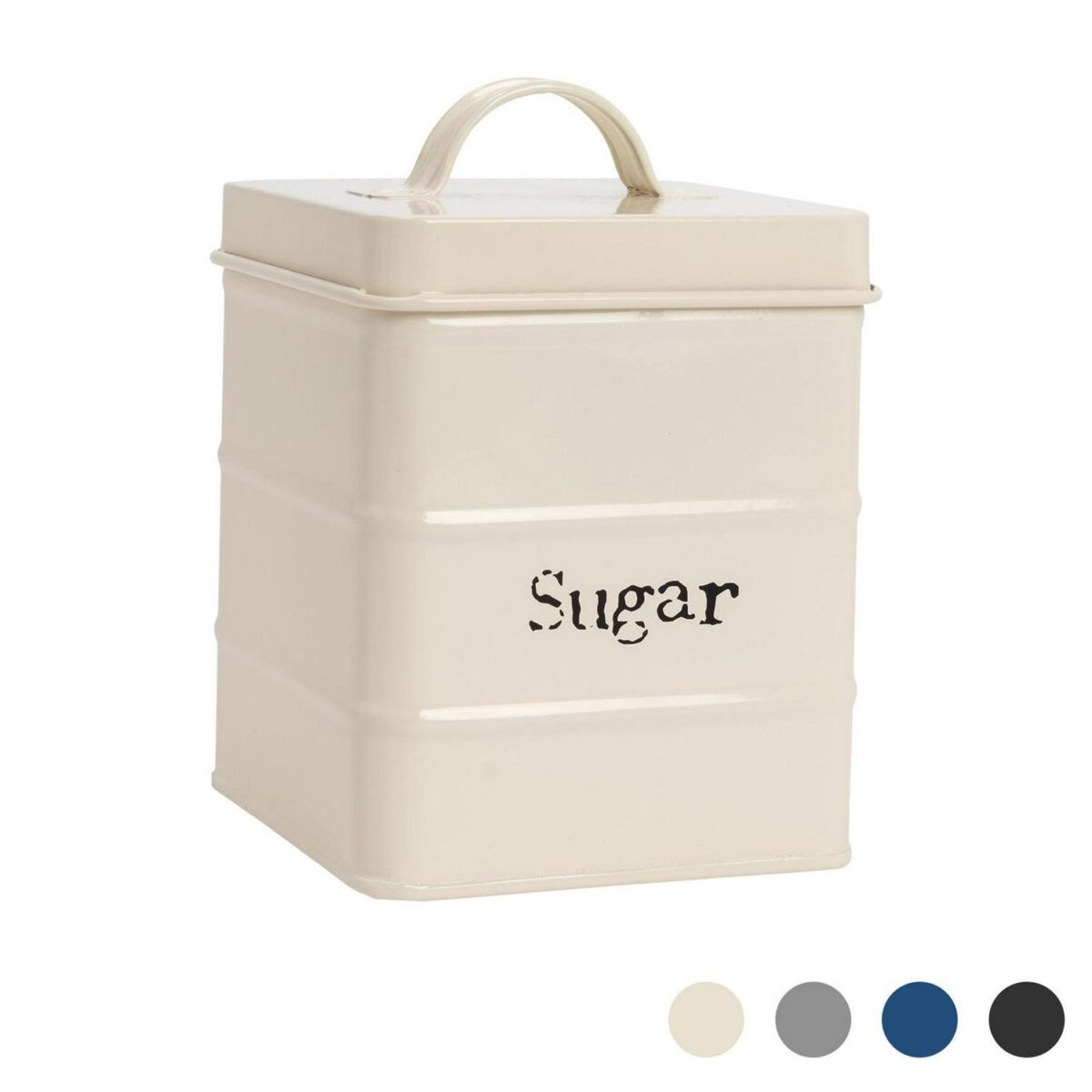 Vintage Metal Kitchen Sugar Canister Home Storage Organisation Jar 12cm Cream - Image 1