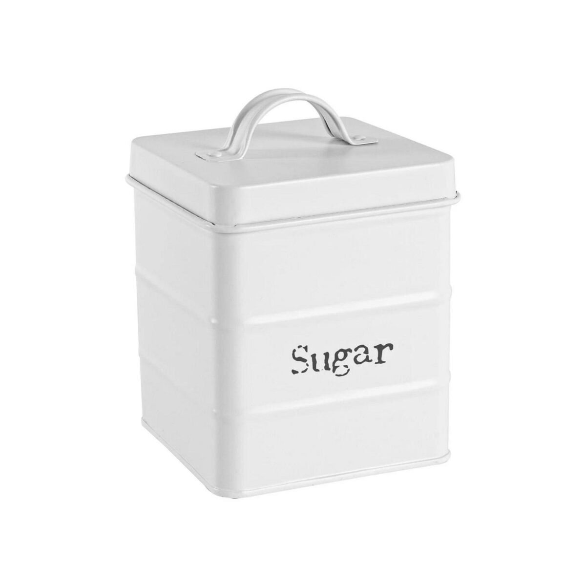 Vintage Metal Kitchen Sugar Canister Home Storage Organisation Jar 12cm White - Image 1