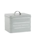 Vintage Metal Washing Tablets Storage Tin Utility Canisters 18cm Grey