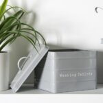 Vintage Metal Washing Tablets Storage Tin Utility Canisters 18cm Grey - Image 6
