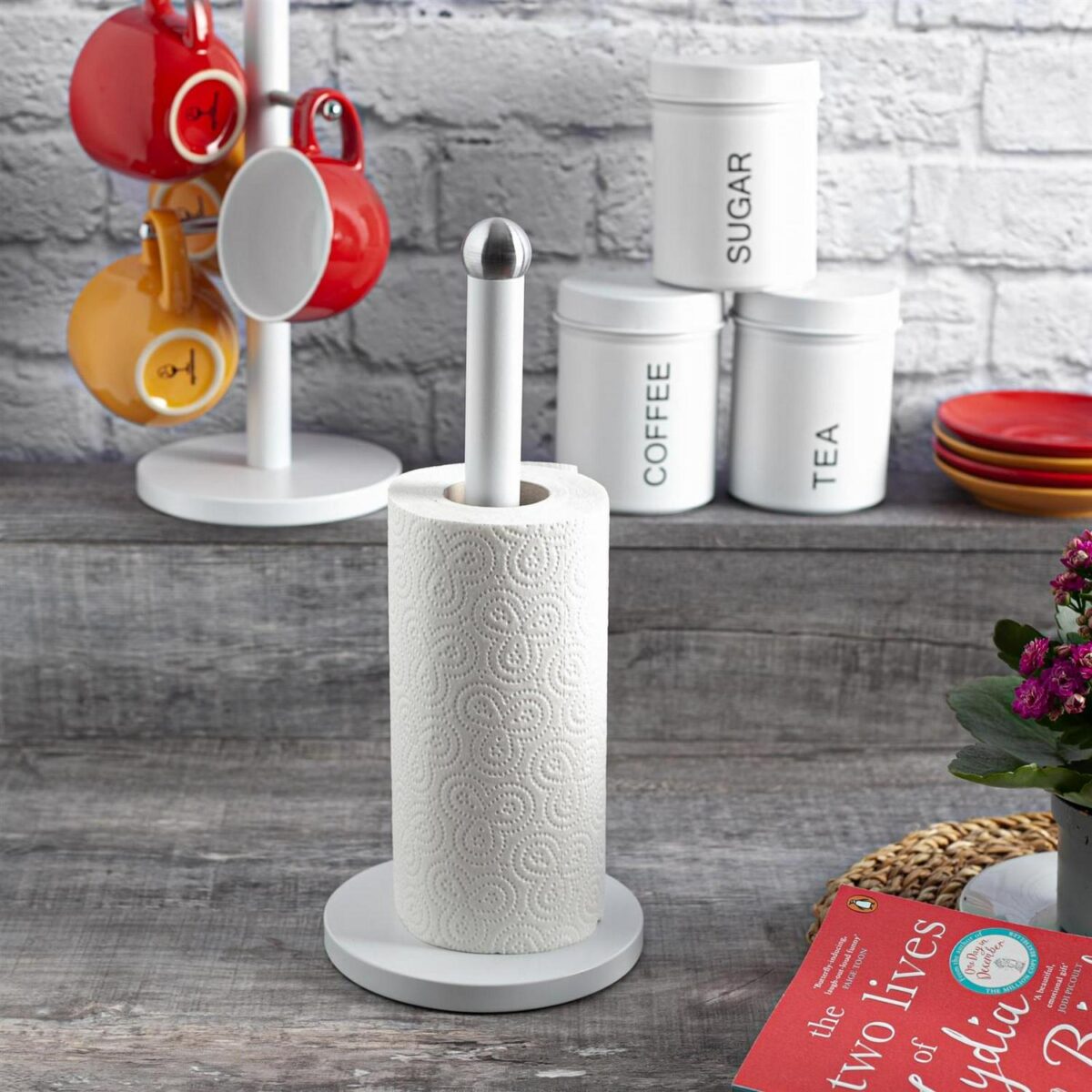 Vintage Steel Kitchen Roll Holder Minimalistic Kitchen Roll Stand Matte White - Image 6