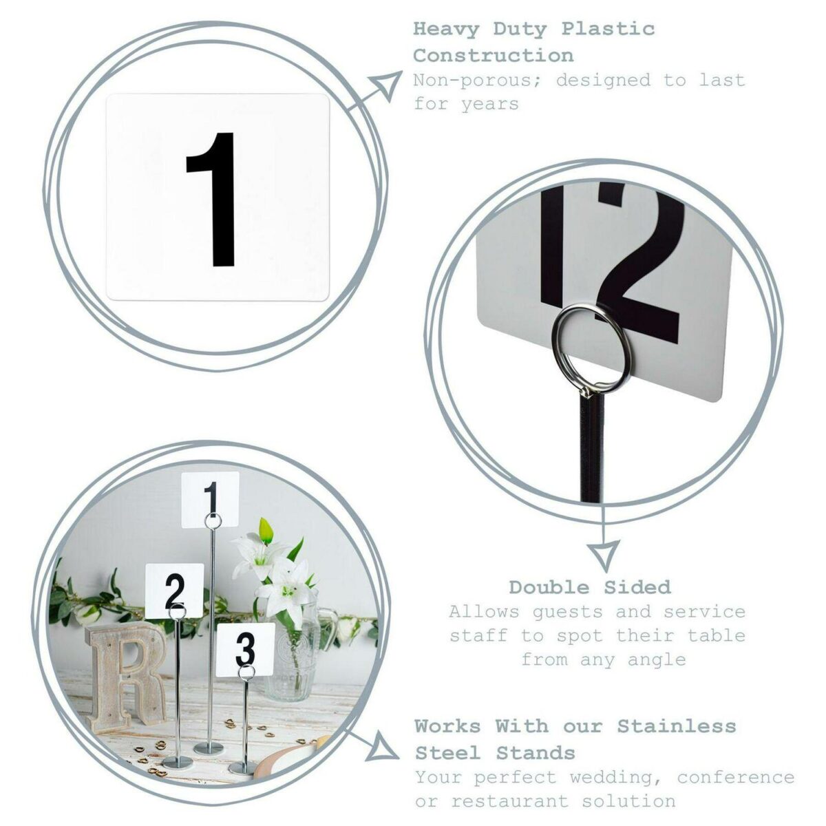Wedding Event Party Table Number Plastic Place Cards 1-100. Double sided - Image 2