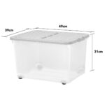 Wham 44 Litre Clear/Cool Grey Box with Wheels and Folding Lid - 5 Pack - Image 2