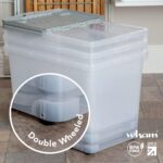 Wham 80 Litre Clear/Cool Grey Box with Wheels and Folding Lid - 3 Pack - Image 4