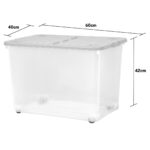 Wham 80 Litre Clear/Cool Grey Box with Wheels and Folding Lid - 3 Pack - Image 2