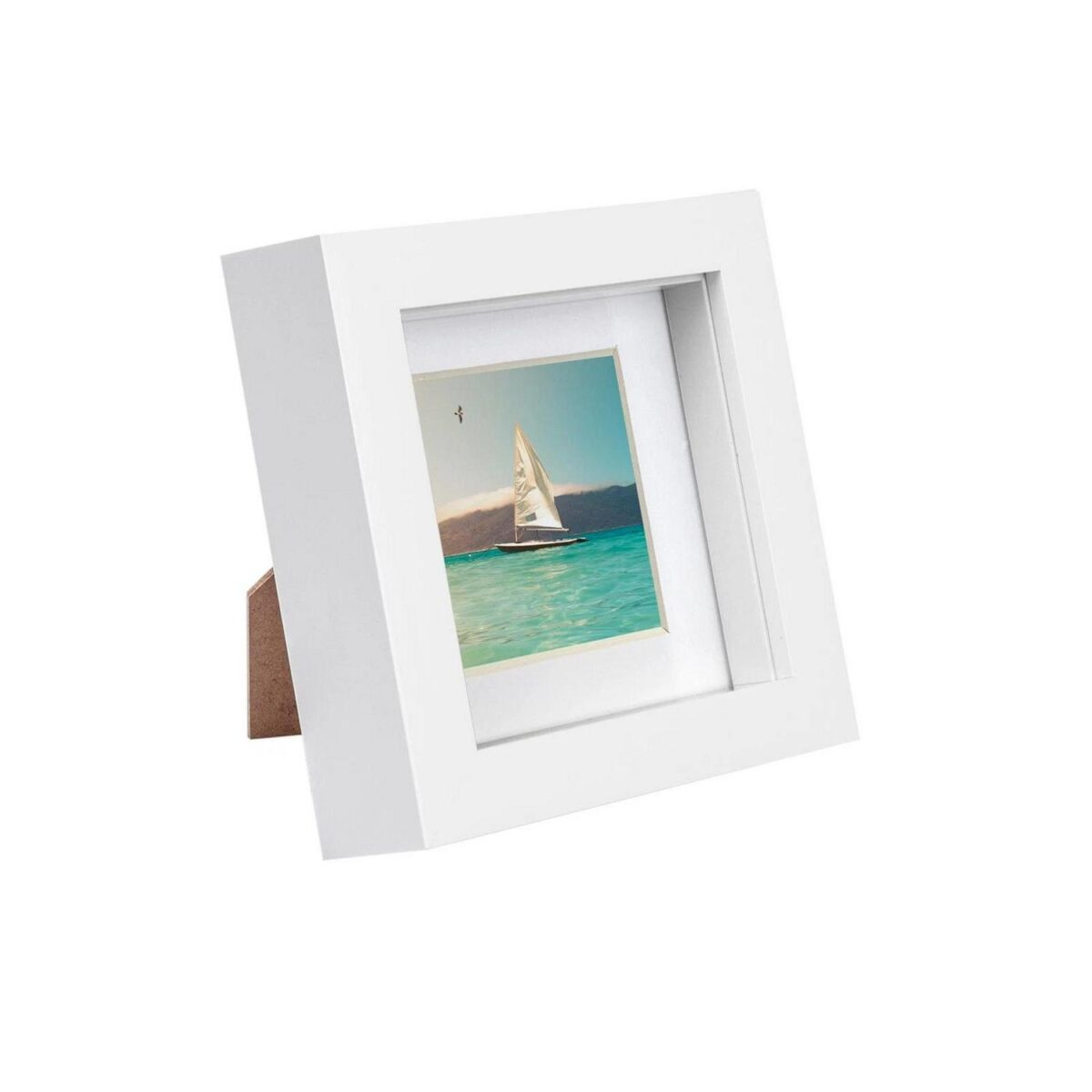 White 4  x 4  3D Box Photo Frame White 2  x 2  Mount Craft Shadow Picture - Image 1