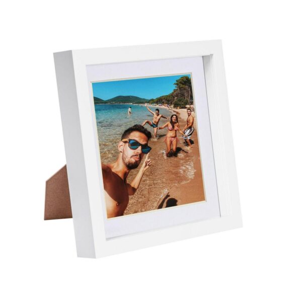 White 8  x 8  3D Box Photo Frame White 6  x 6  Mount Craft Shadow Picture