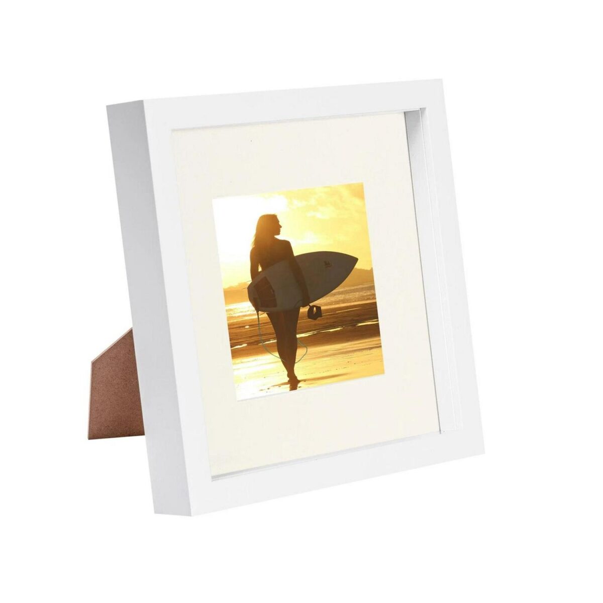 White 8  x 8  3D Box Photo Frame Ivory 4  x 4  Mount Craft Shadow Picture - Image 1