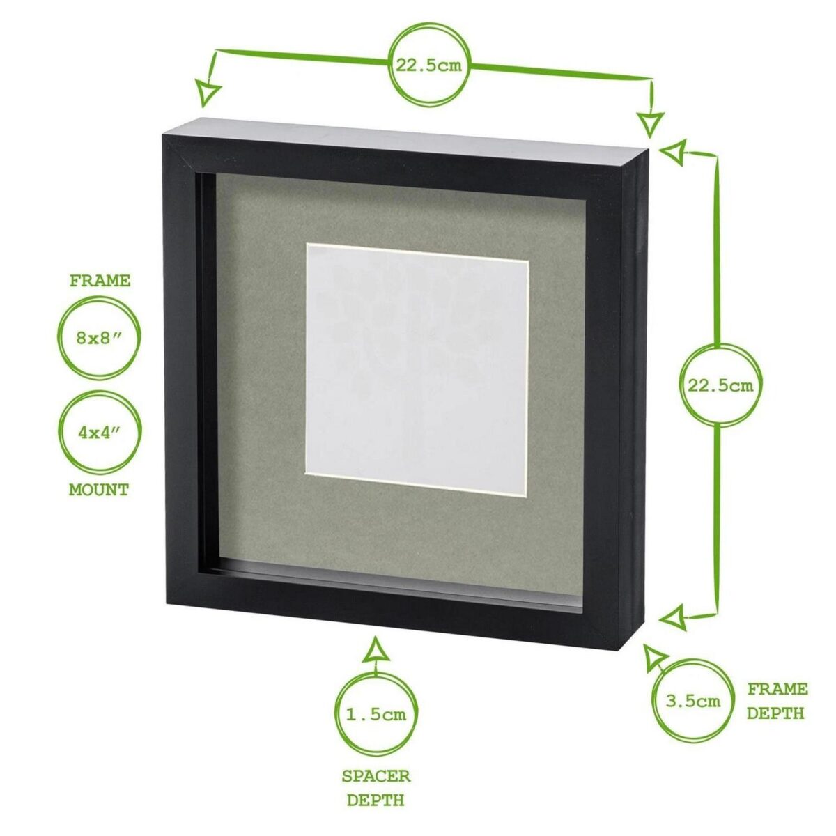 White 8  x 8  3D Box Photo Frame Grey 4  x 4  Mount Craft Shadow Picture - Image 4