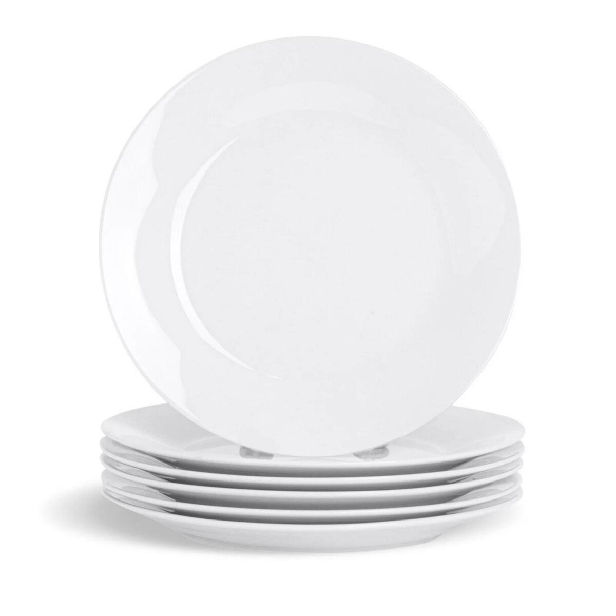 White Dessert Dinner Plates Wide Rimmed. Porcelain Crockery - 190mm - x6 - Image 1