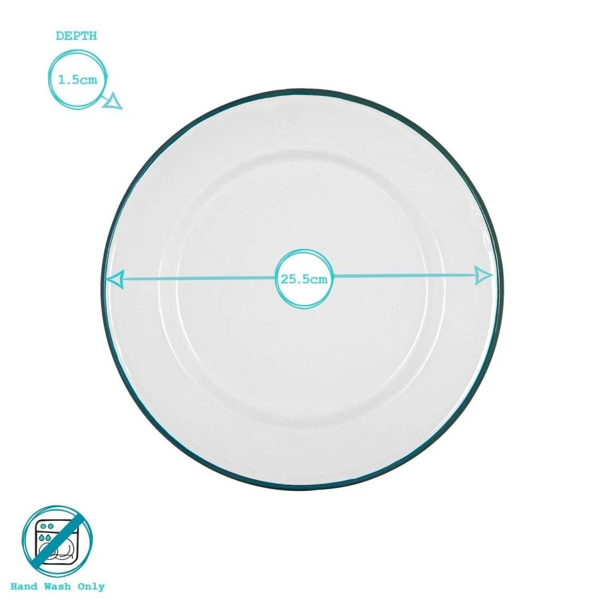 White Enamel Dinner Plates Metal Outdoor Camping Food Dishes 25.5cm 6 Colours - Image 3