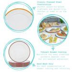 White Enamel Dinner Plates Metal Outdoor Camping Food Dishes 25.5cm 6 Colours - Image 2