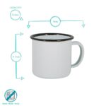 White Enamel Espresso Cups Metal Camping Hot Drinks Cups 130ml Black/Grey - Image 3