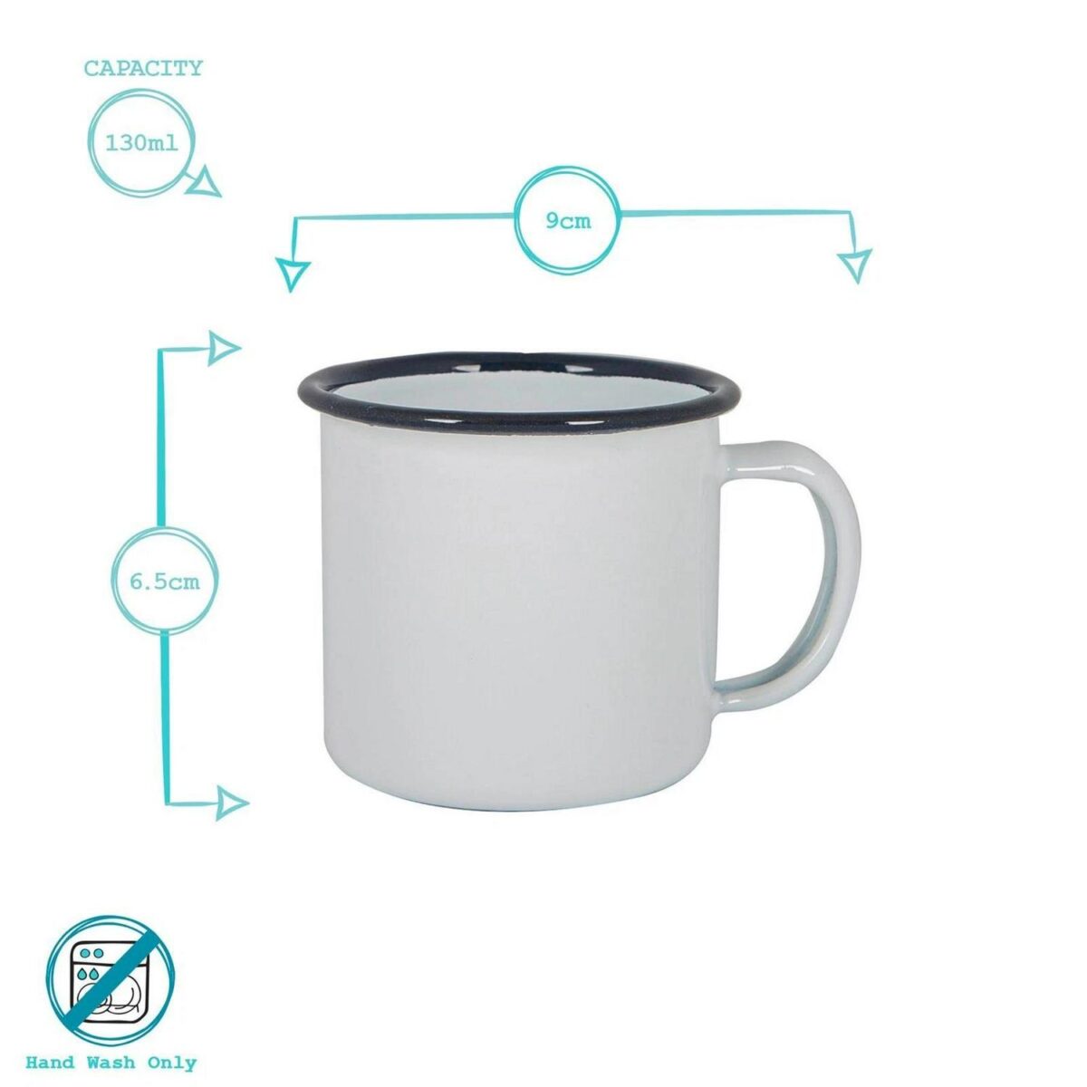 White Enamel Espresso Cups Outdoor Metal Camping Coffee Hot Drinks Cups 130ml - Image 3