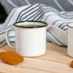 White Enamel Espresso Cups Metal Camping Hot Drinks Cups 130ml Black/Grey - Image 6