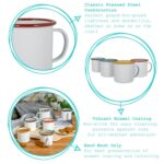 White Enamel Espresso Cups Metal Camping Hot Drinks Cups 130ml Black/Grey - Image 2