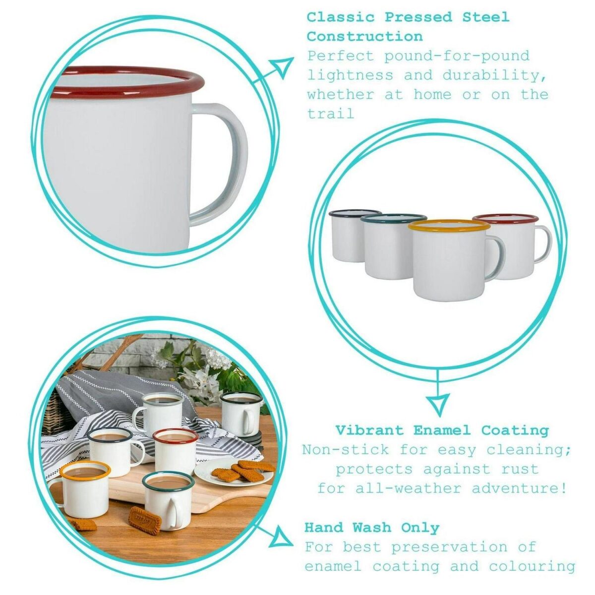 White Enamel Espresso Cups Outdoor Metal Camping Coffee Hot Drinks Cups 130ml - Image 2