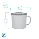 White Enamel Mugs Metal Camping Tea Coffee Hot Drinks Cups Set 375ml Black/Grey - Image 3