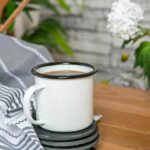 White Enamel Mugs Metal Camping Tea Coffee Hot Drinks Cups Set 375ml Black/Grey - Image 6