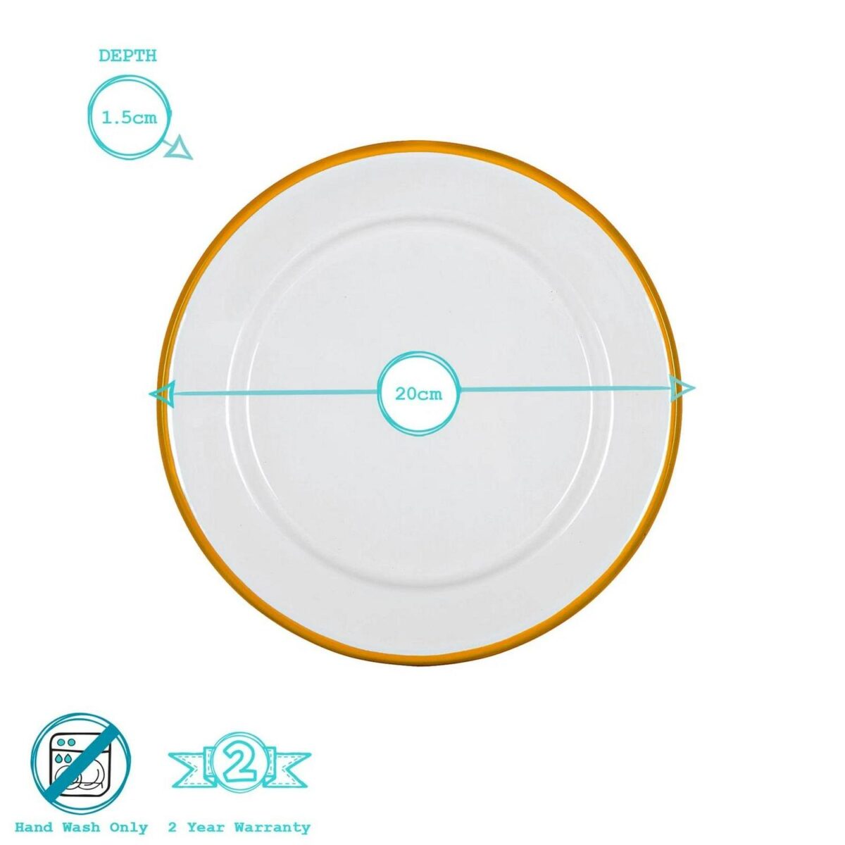 White Enamel Side Plates Metal Outdoor Camping Food Dishes 20cm 4 Colours - Image 3