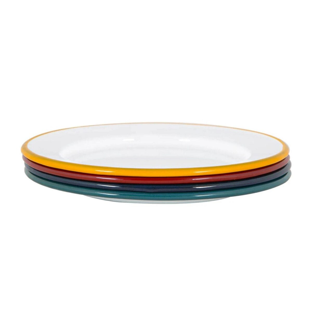 White Enamel Side Plates Metal Outdoor Camping Food Dishes 20cm 4 Colours - Image 1
