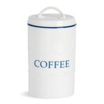 White Farmhouse Coffee Canister Rustic Country Cottage Kitchen Storage Jar 11cm