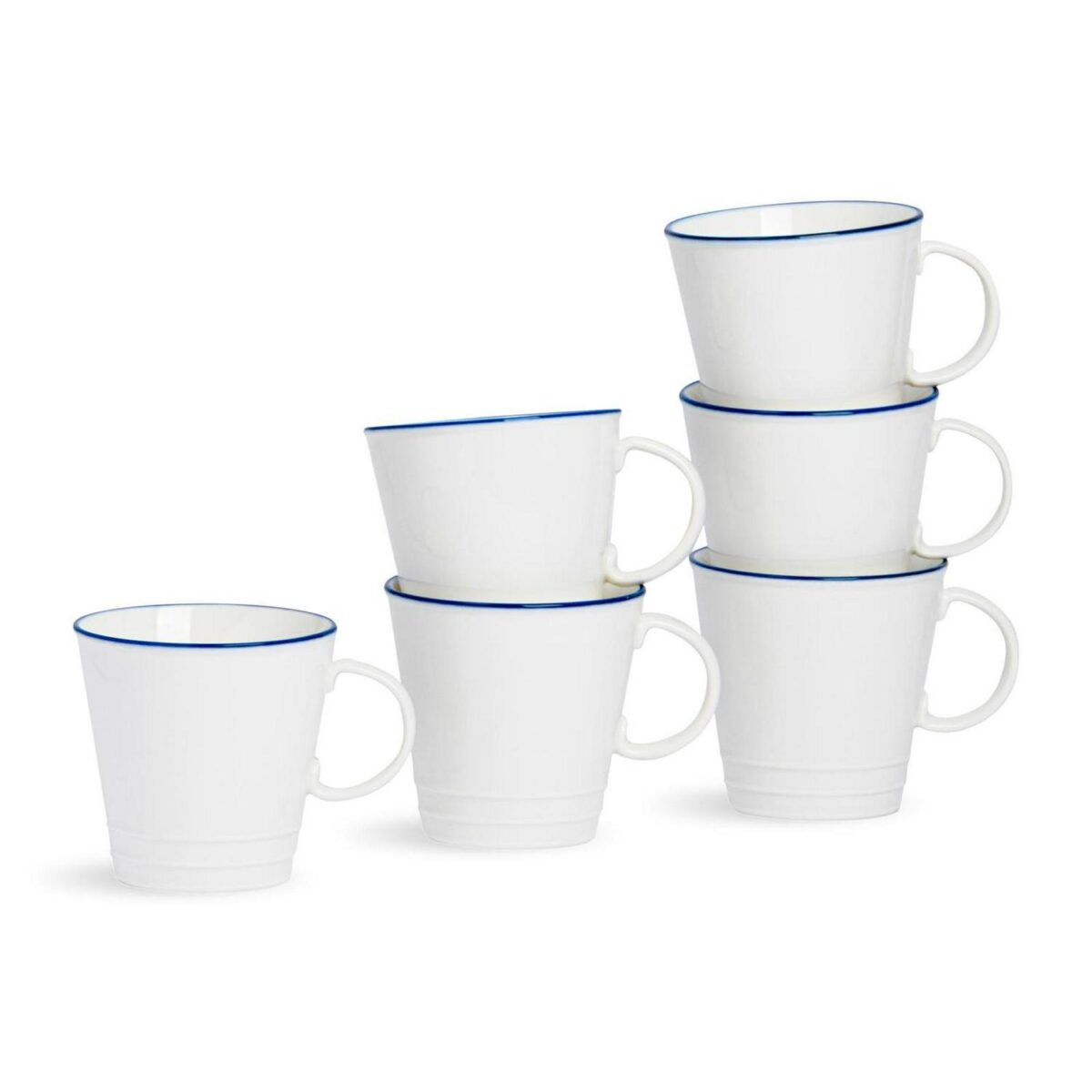 White Farmhouse Mugs Rustic Country Cottage Tea Coffee Cups 350ml - Image 1