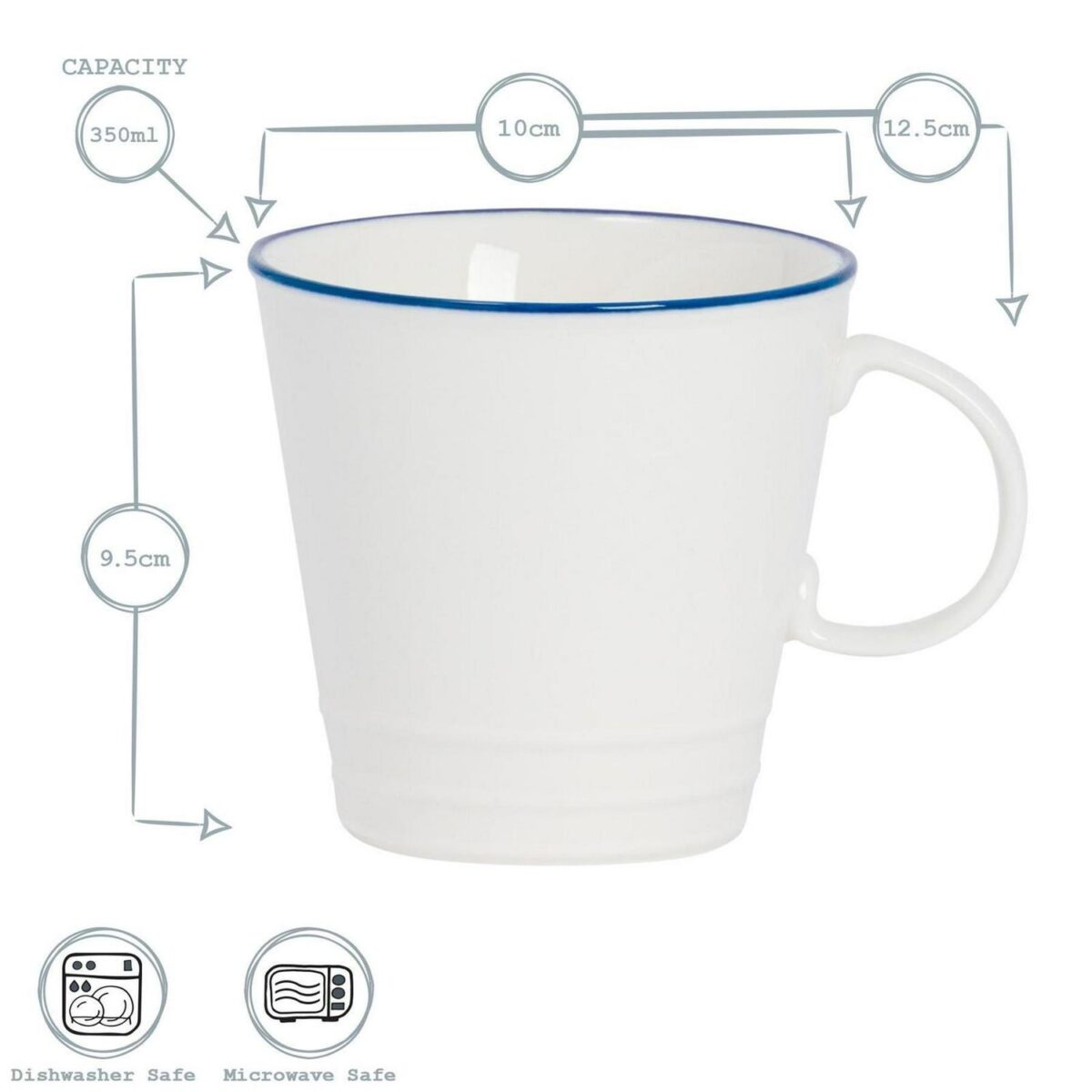 White Farmhouse Mugs Rustic Country Cottage Tea Coffee Cups 350ml - Image 3