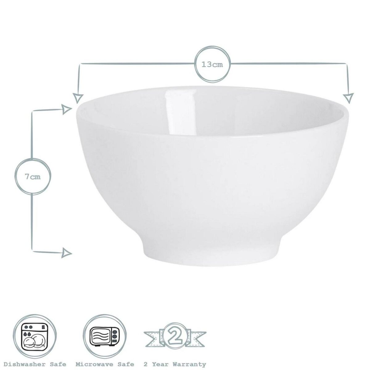 White Rice Dessert Cereal Salad Soup Bowls, Porcelain Crockery 128mm (5 ) - x6 - Image 3