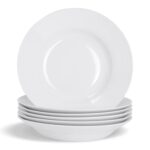 White Soup Pasta Cereal Bowls Wide Rimmed - 230mm (9 ) - x6