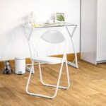 White/White Deluxe Folding Wooden Desk and Chair Set Study PC Computer Table - Image 6