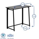 White/White Deluxe Folding Wooden Desk and Chair Set Study PC Computer Table - Image 3