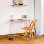 White/White Deluxe Folding Wooden Desk and Chair Set Study PC Computer Table - Image 5