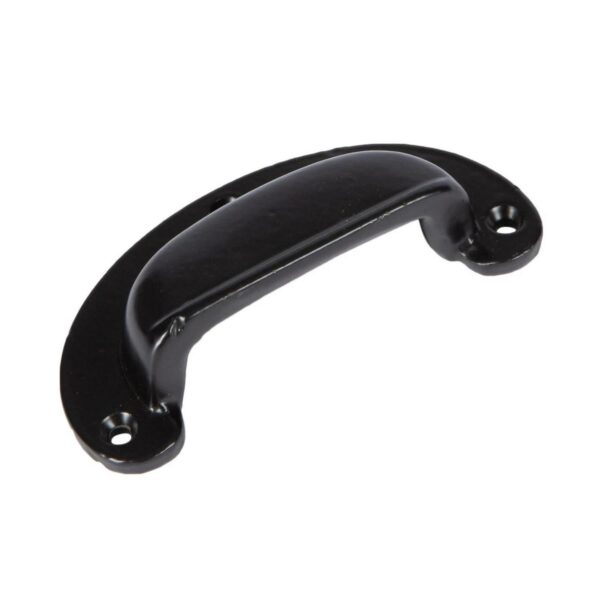Wide Lipped Cabinet Cup Handle Cast Iron Cupboard Handles 95mm x 40mm Black
