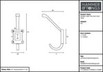 Window Back Hat and Coat Hook Cast Iron Antique Vintage Style W50mm x H110mm Raw - Image 4